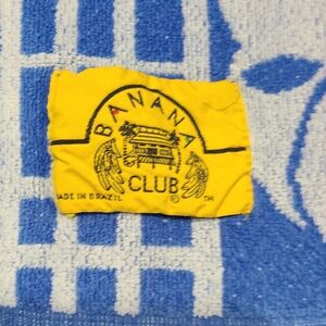 Banana Club Beach‎ Swim Towel Blue Floral Made In Brazil Flaws